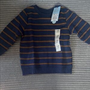Cat & Jack Navy and Brown Striped Sweater